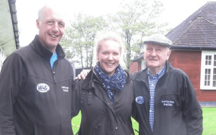 Clerk of the Court at Chepstow Libby O'Flaherty with members David Pipe Racing Team