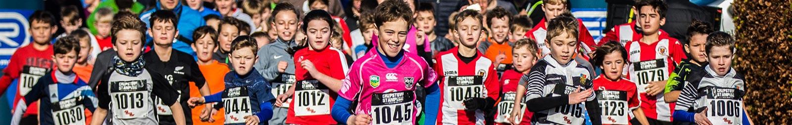 Competitors from the younger generation start the the Chepstow Stampede Mini-Stampede.