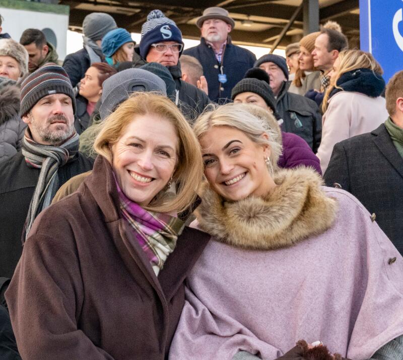 Ladies dressed for the cold weather for the racing at Chepstow