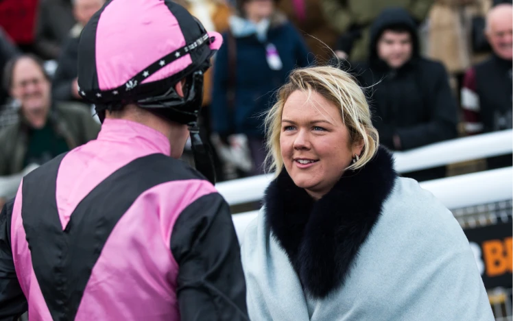 Trainer Grace Harris (photographed) stole the show at Chepstow on Friday when she sent out a double.