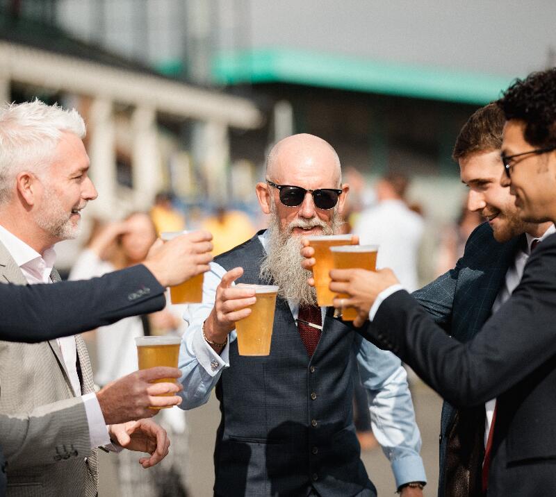 Men enjoying drinks.
